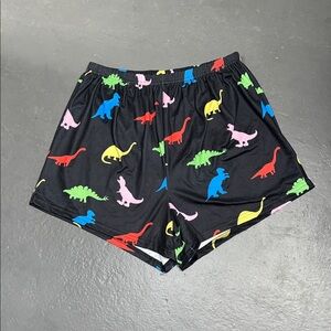 Kids Black Dinosaur Print Athletic Shorts with Colorful Dinos